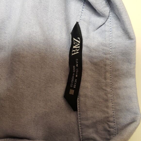 Women's Zara Fit Loose Light Blue Cotton Button Down Shirt Sz M PO Excellent - Picture 9 of 12